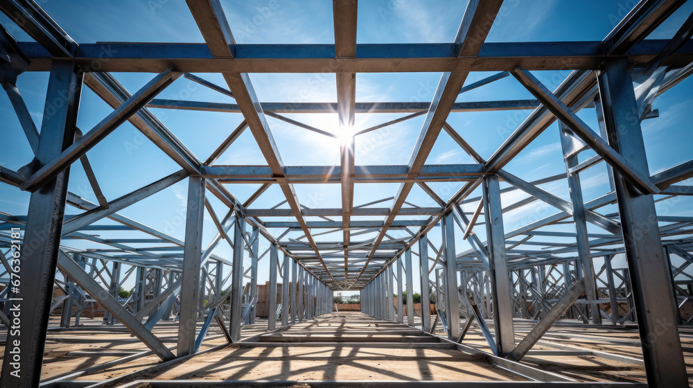 Structure of steel for building under construction.