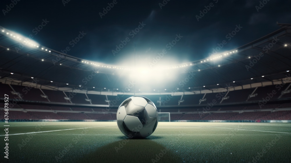 soccer ball on grass on a field at night