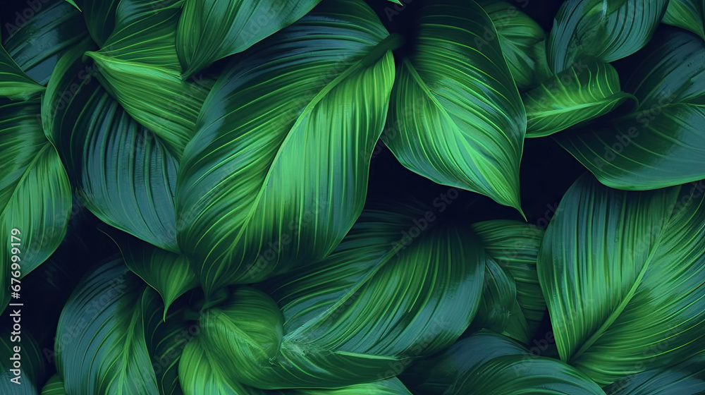 leaves background,  leaves of Spathiphyllum cannifolium, abstract green texture, nature background, tropical leaf