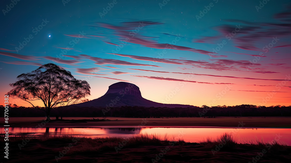 sunset over the lake