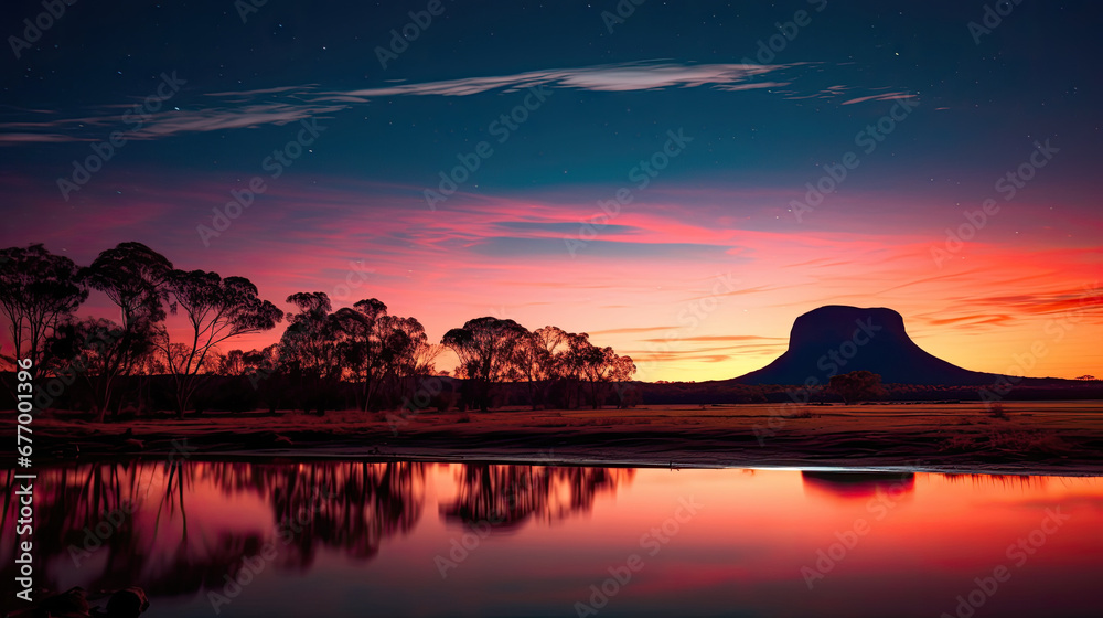 sunset over the lake