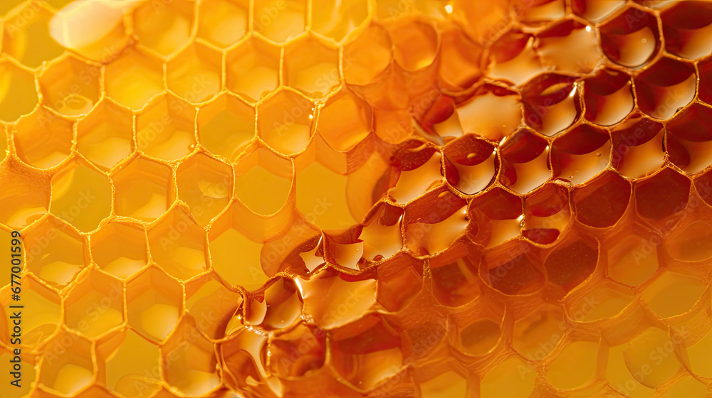 close up honey texture,  pattern with honeycombs