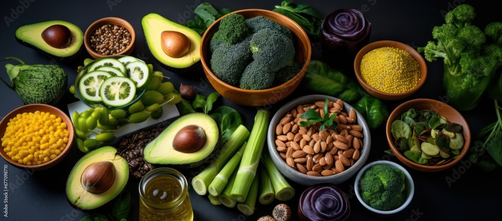 many different healthy foods that are displayed in bowls