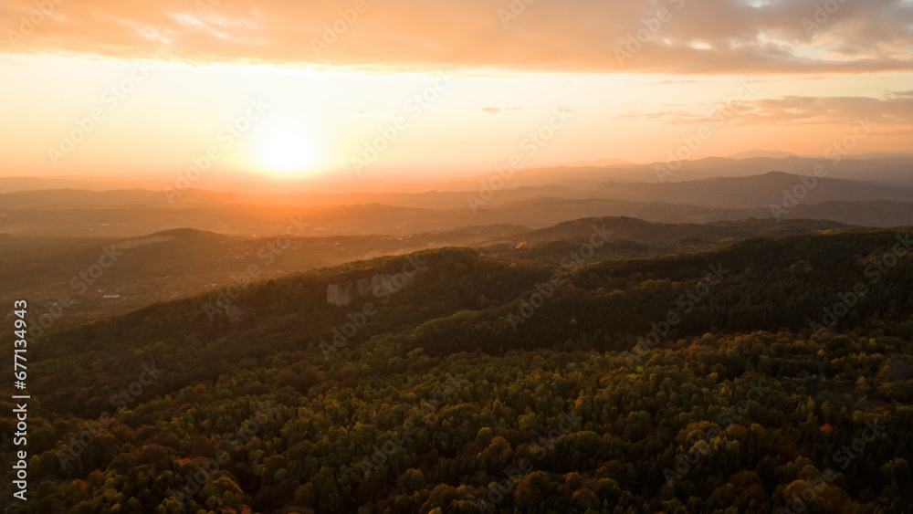 Sun setting over the Carpathians. Done shot