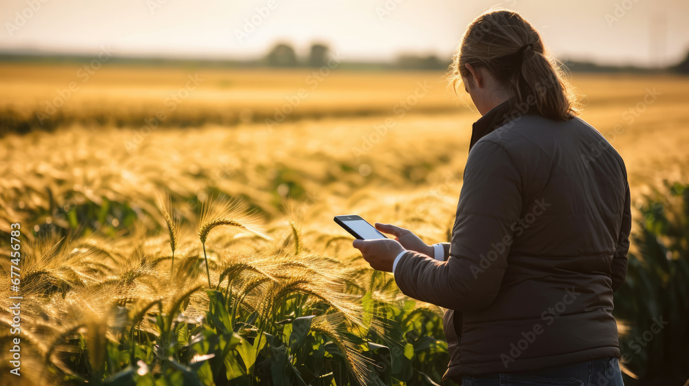 Modern technologies in floristry. The hands of a girl with a smartphone that she uses for photography and online communication in the farm, 