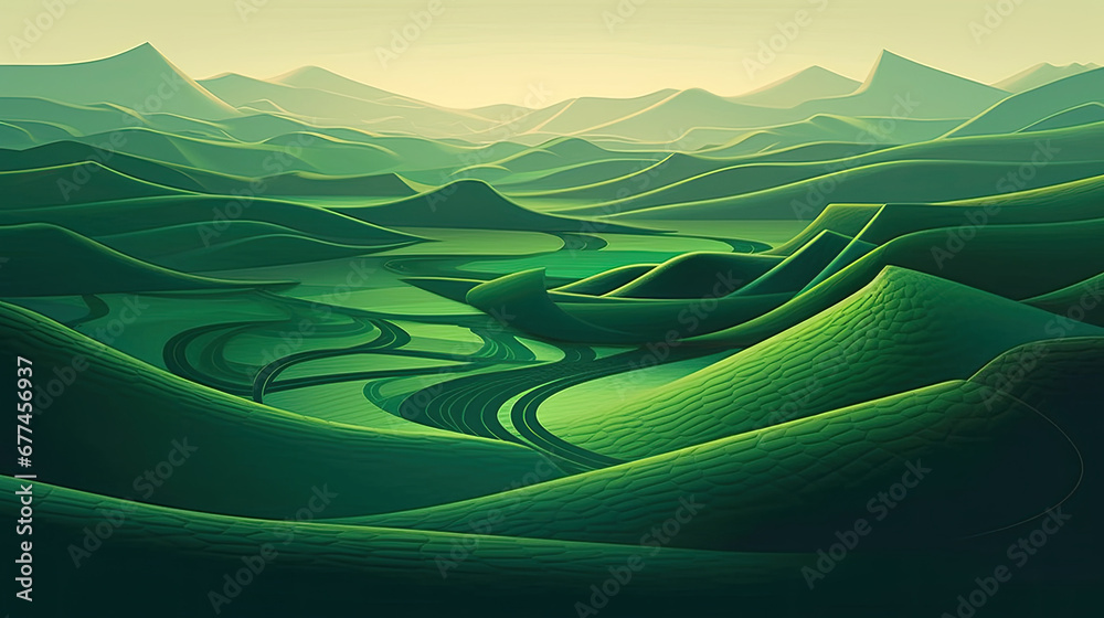 landscape with green mountains, green texture, Abstract organic green lines waves as wallpaper background,  Abstract green floral background	 	