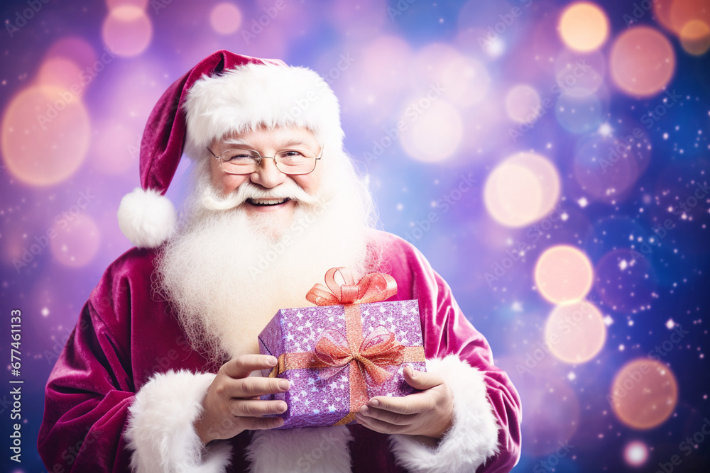 Santa Claus with a Christmas gift box