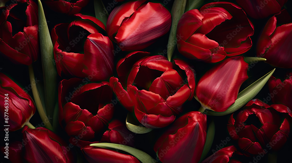 bouquet of tulips,  Dark red tulips background