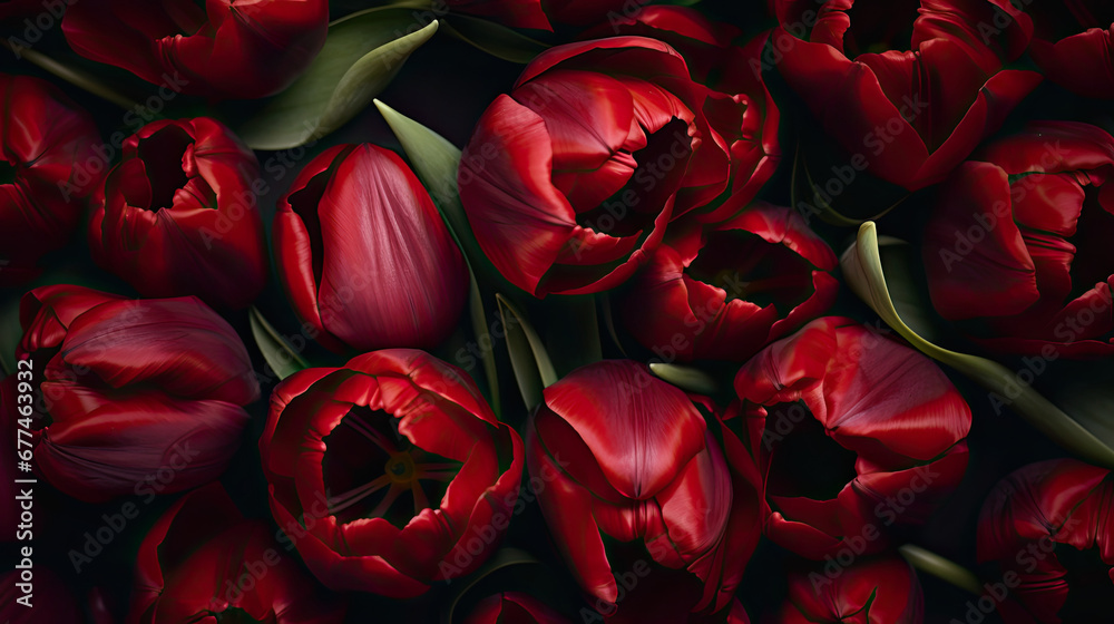 bouquet of tulips,  Dark red tulips background