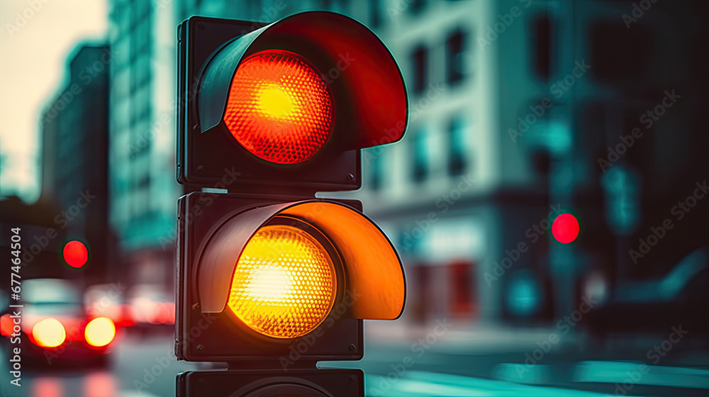 Close-up of a traffic light on street