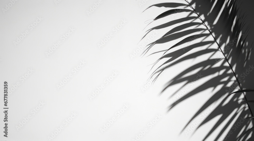 shadow of a palm leaf with white background