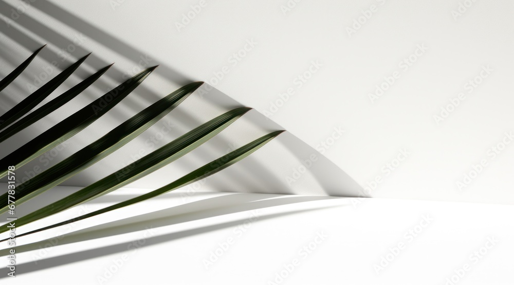 shadow of a palm leaf with white background