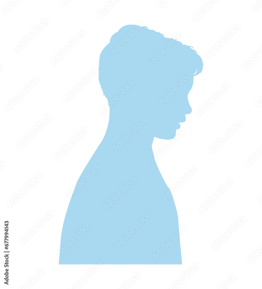 Silhouette of cute boy on white background