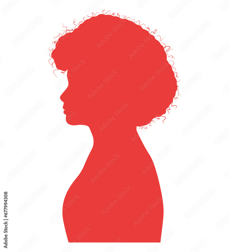 Silhouette of young woman on white background