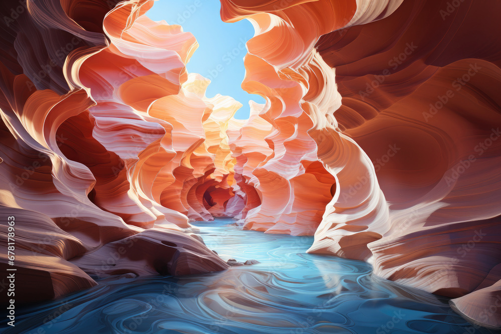 Colorful Canyon at Lower Antelope, Canyon in the desert antelope valley 3d render