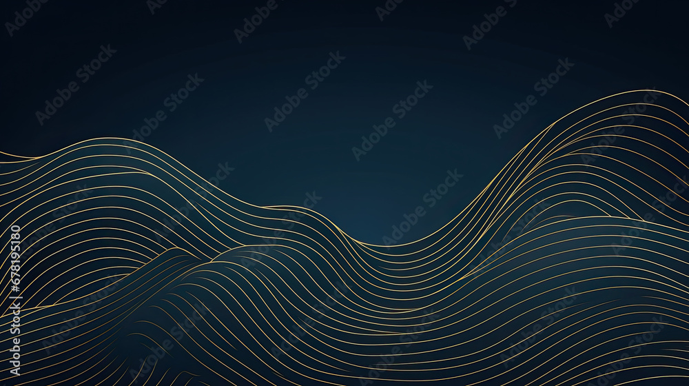 abstract blue wave background, wavy luxury pattern, wave line japanese style background. Organic dynamic pattern, texture for print, wall art, packaging design