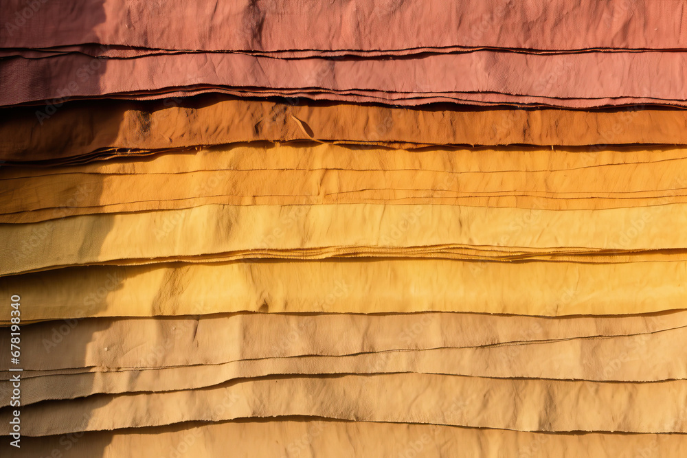 Natural dyeing of textiles. Botanical dyeing of cotton fabric. Wild textiles., Textures of fabrics dyed with natural dyes