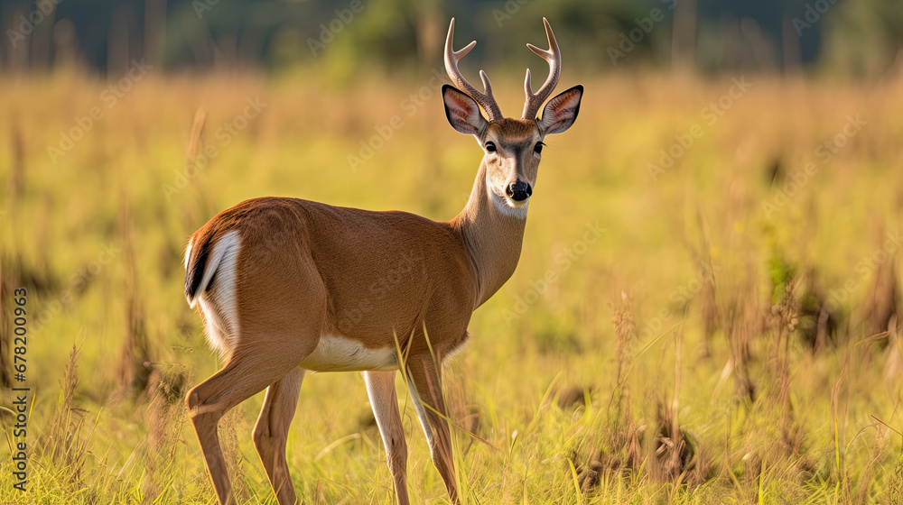 Close up of a Pampas deer in the meadow, Pampas deer in the fields