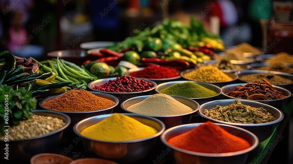 spices in the market, Spices Market with colourful mood. Colorful spices and dyes found at souk market