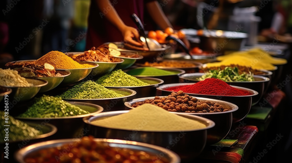 spices in the market, Spices Market with colourful mood. Colorful spices and dyes found at souk market