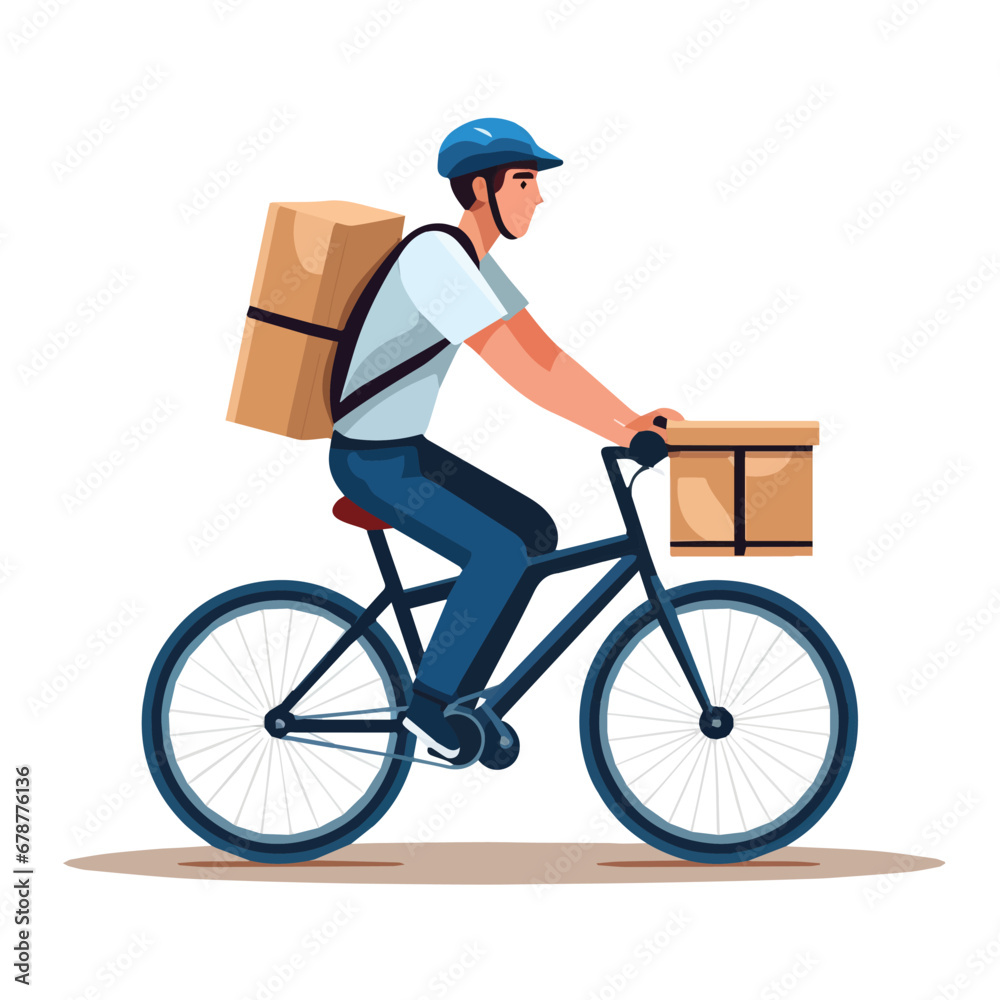 Minimalist vector image of Bike messenger on white background.