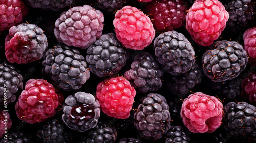 Frozen mixed heirloom raspberries and blackberries