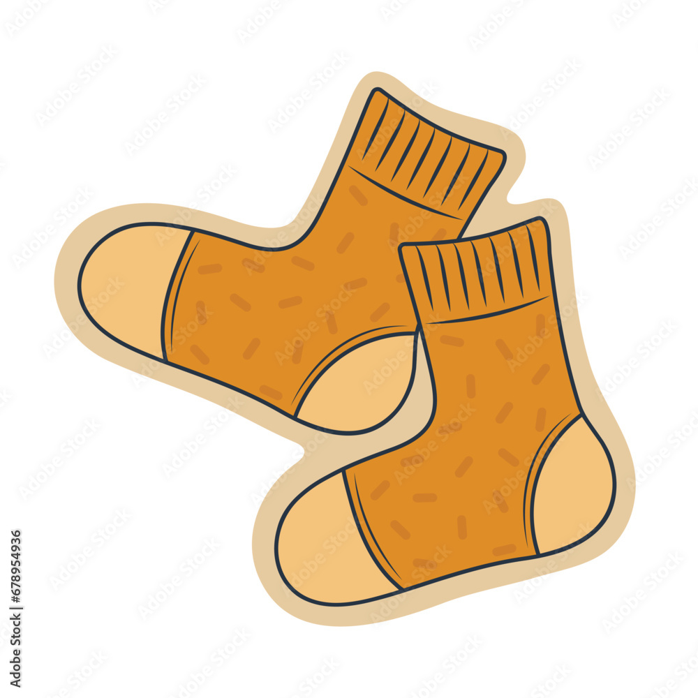 Stylish winter socks on white background