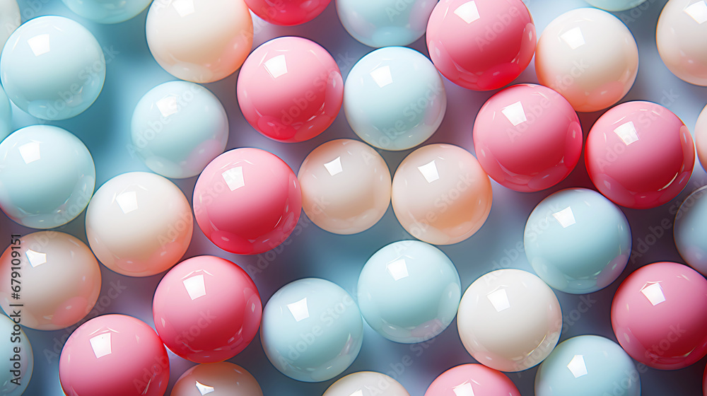 Pastel colored balls background. Abstract cute backdrop. Generative AI