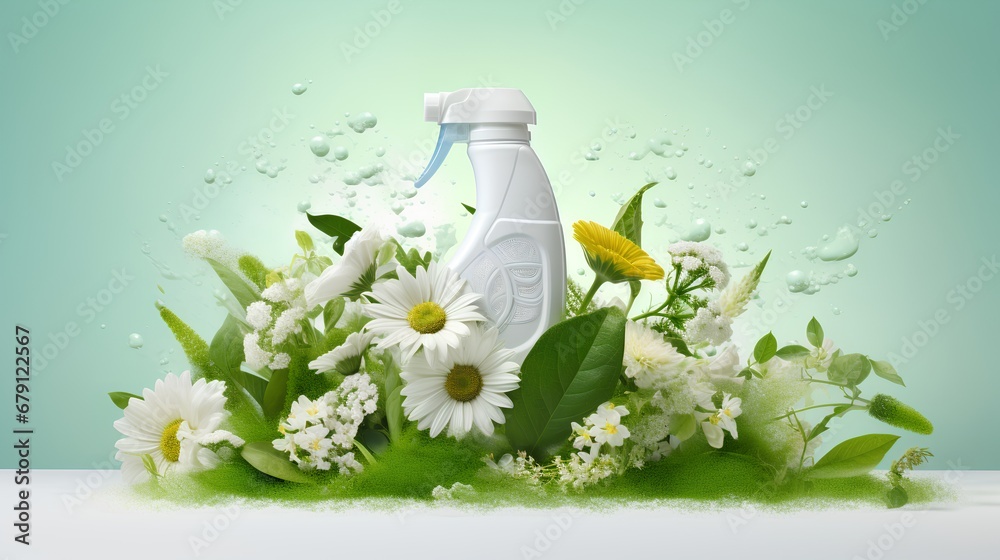 Ecofriendly, biodegradable laundry detergent in a recyclable bottle, perfect for washing clothes with a fresh, clean scent while being gentle on the environment.