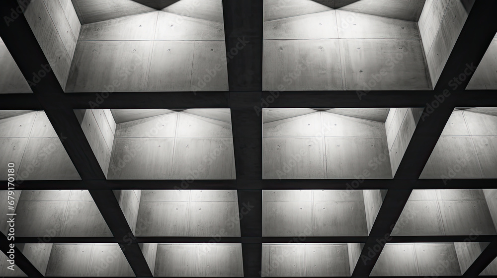 Cement panel ceiling square block pattern Lighting Architecture details