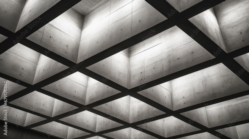 Cement panel ceiling square block pattern Lighting Architecture details