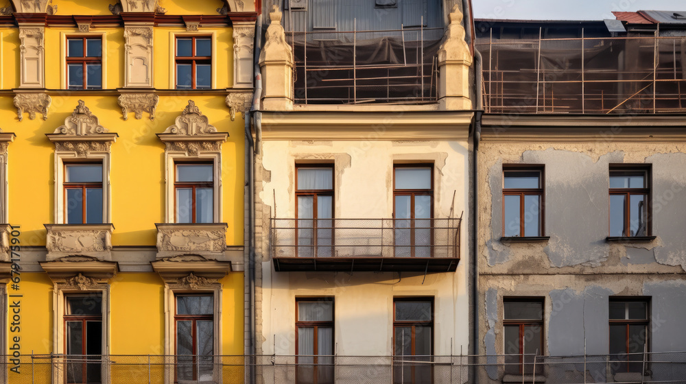 Historical bulding under construction in the old town 