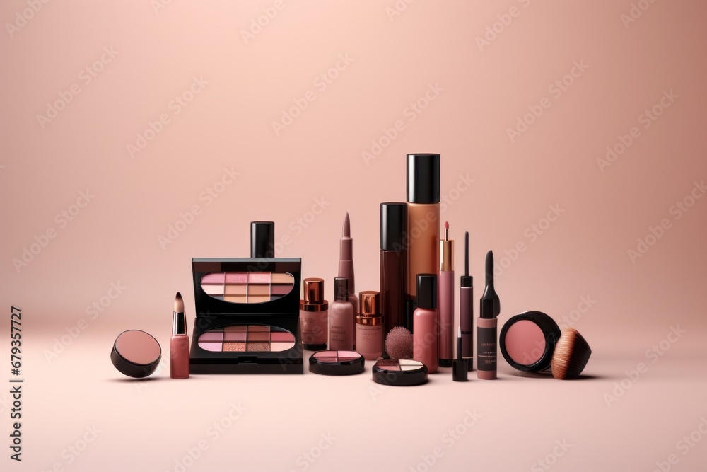 makeup products, presentable for a landing page, trendy, fashion