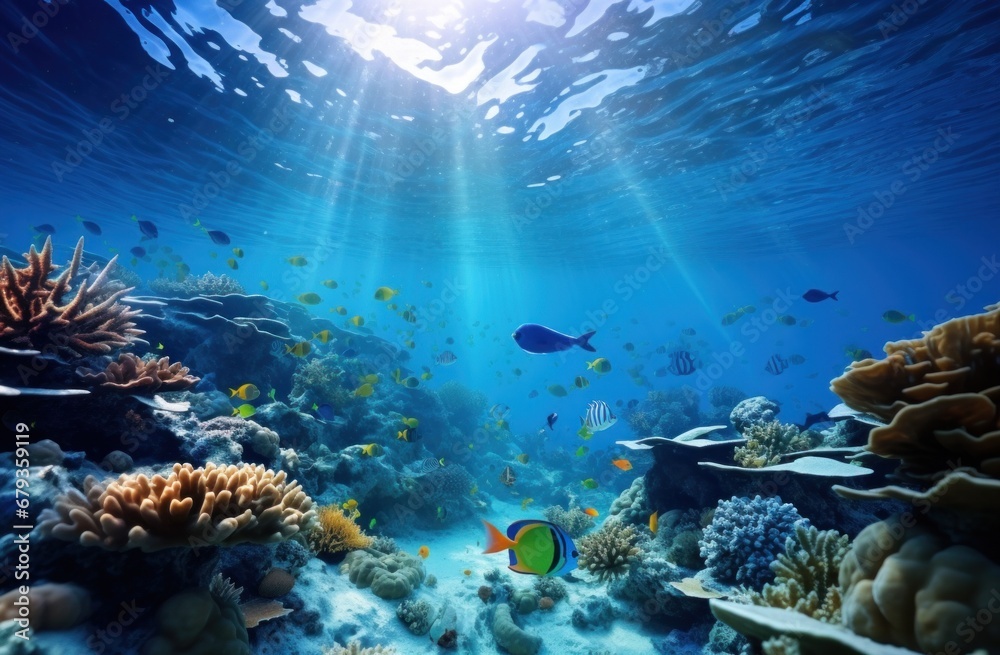 an underwater view of an underwater fish and marine life