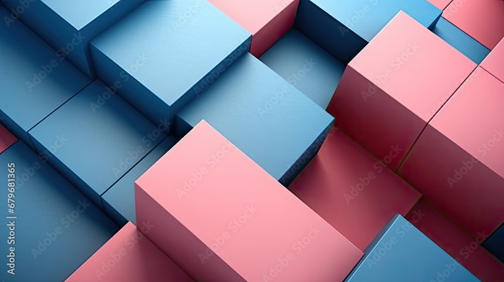 abstract background of cubes, red blue abstract background, futuristic design, 3d cubes modern technology background	