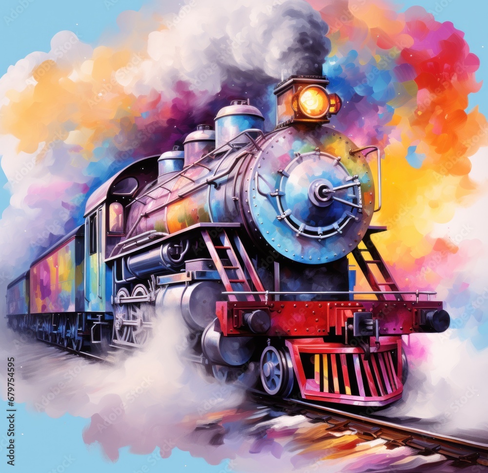 a train painting watercolor