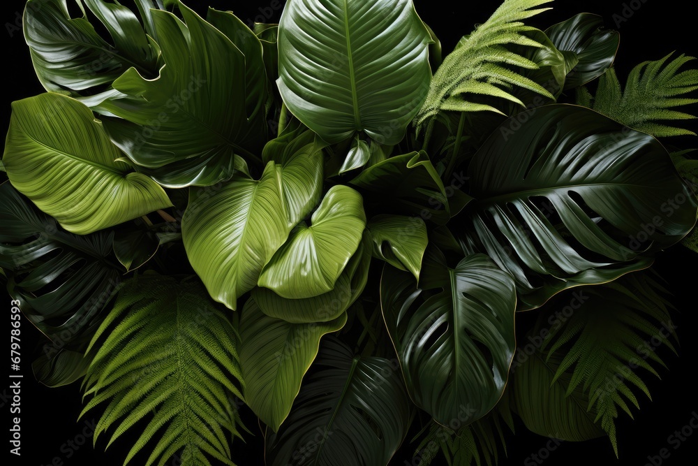 Tropical plants in a bundle together, Tropical leaves.