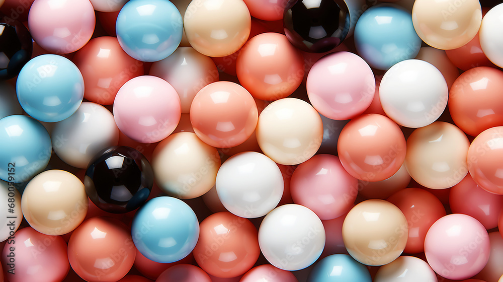 Pastel colored balls background. Abstract cute backdrop. Generative AI