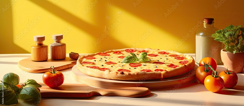 kitchen, I enjoy cooking fresh and healthy meals, and todays lunch will be a delicious yellow pizza loaded with nutritious food.