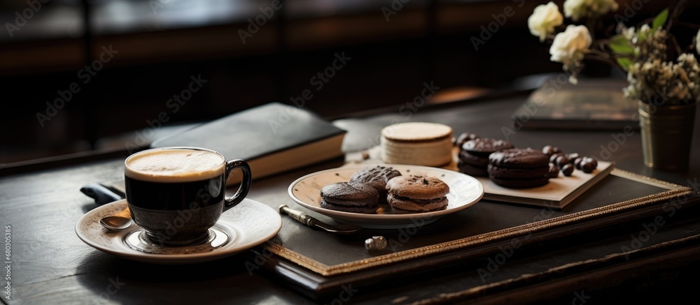 As the customer entered the old industry-themed cafe, they marveled at the texture of the black espresso drenching the white coffee cup, accompanied by a set of silver teaspoons and a small bowl of