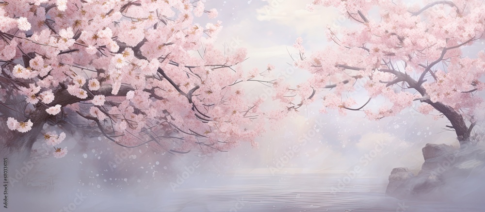 In the midst of spring, the cherry tree adorned itself with delicate pink flowers, adding a touch of floral beauty to the garden. Its white blossoms spread like a vibrant wallpaper, transforming the