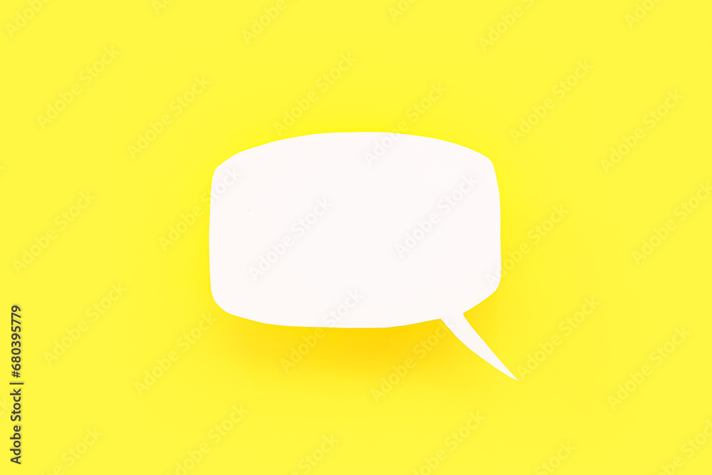 Blank speech bubble on yellow background