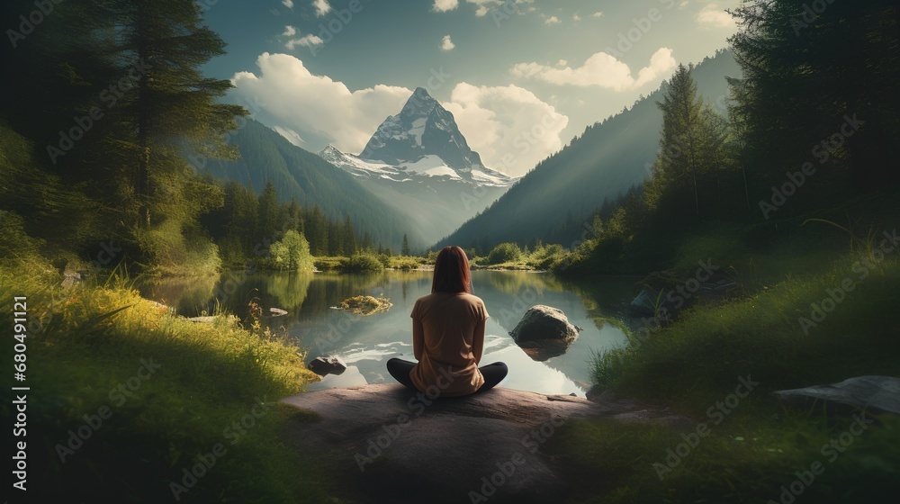 An image depicting the concept of digital detox, where individuals disconnect from electronic devices to reduce stress and anxiety, promoting relaxation, mental wellness, calm, peaceful state of mind.