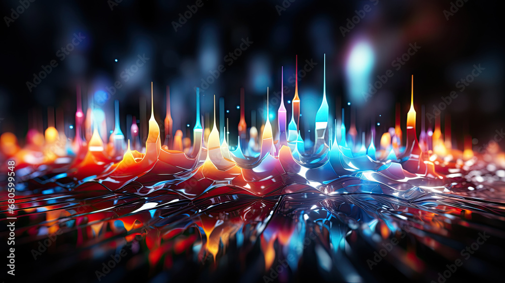 Abstract background with equalizer effect. Neon lights. Sound wave,abstract glowing lines, futuristic, abstract technology