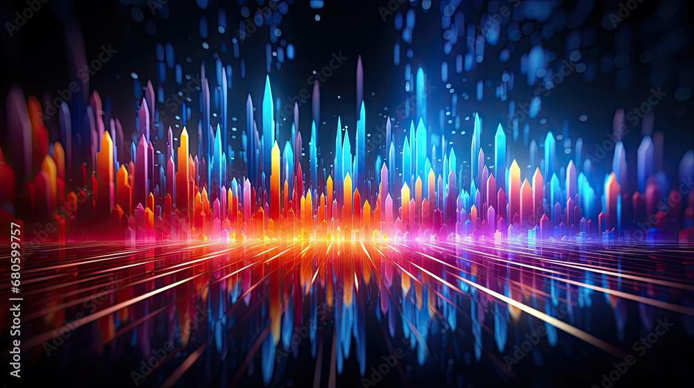 Abstract background with equalizer effect. Neon lights. Sound wave,abstract glowing lines, futuristic, abstract technology