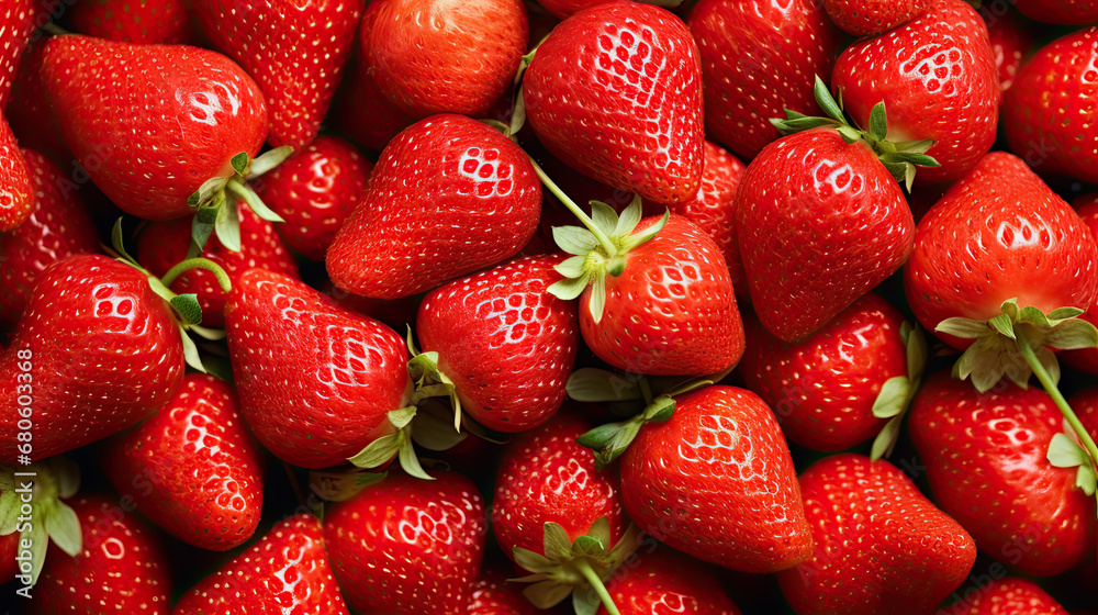 closeup of fresh ripe strawberries, strawberries on a market