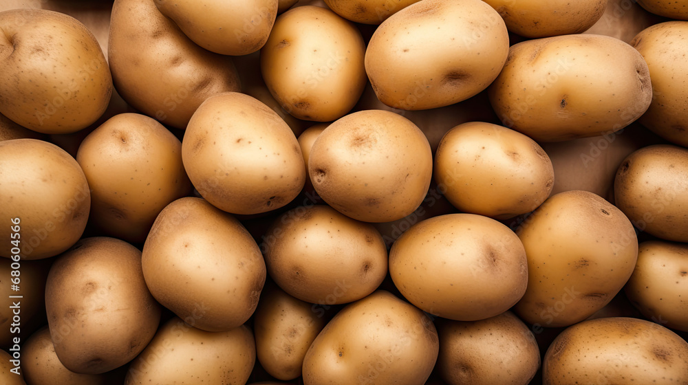 Close-up of a fresh raw potatoes background, potatoes on the market