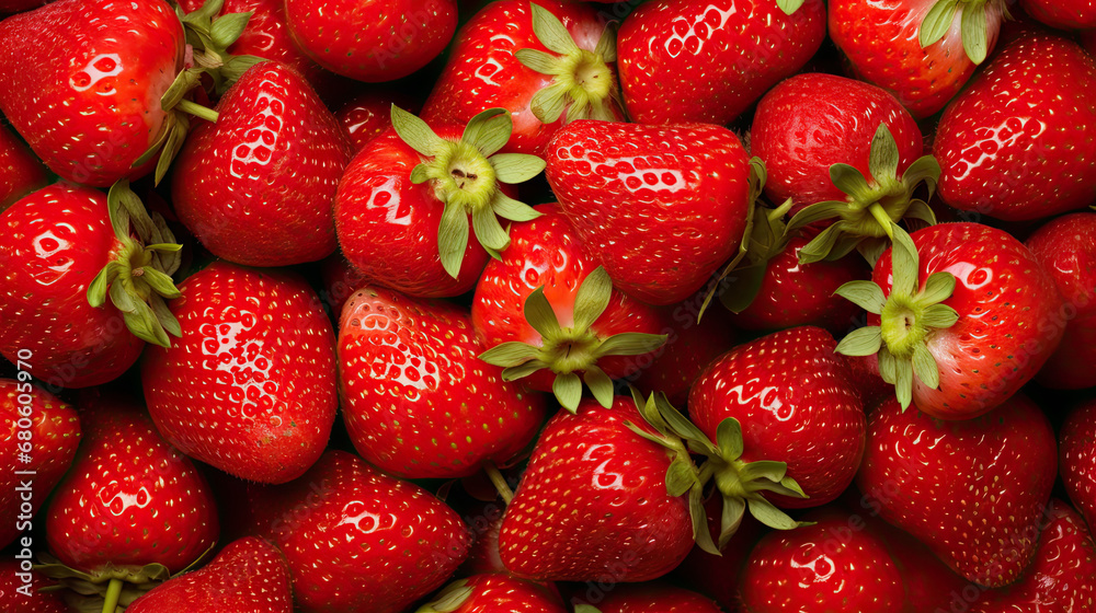 closeup of fresh ripe strawberries, strawberries on a market