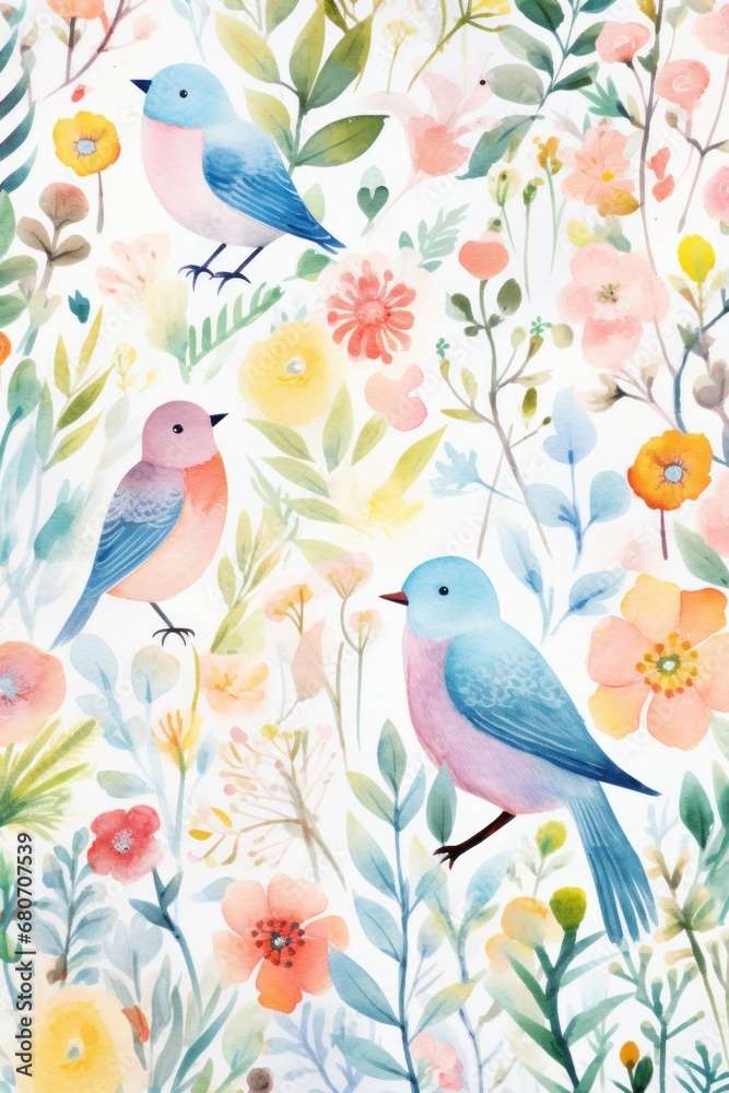 charming featuring watercolor birds and flowers