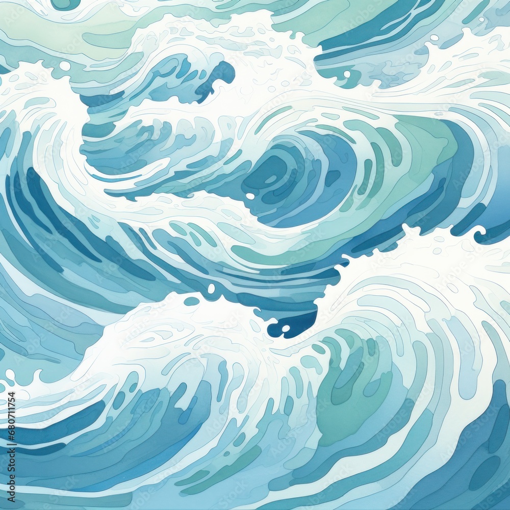  ocean waves in shades of blue and green